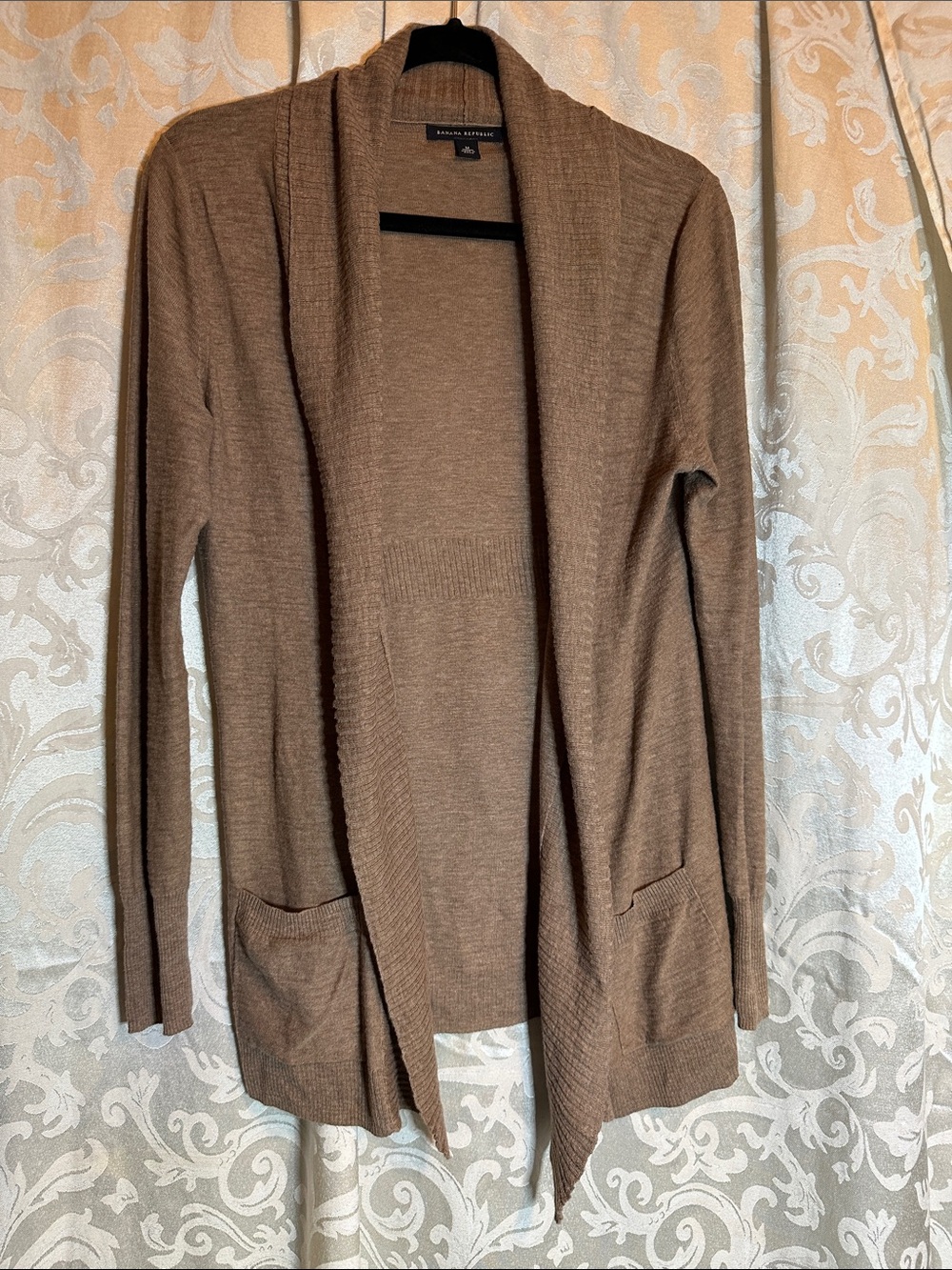 Banana Republic Taupe Open-Front Cardigan with Pockets